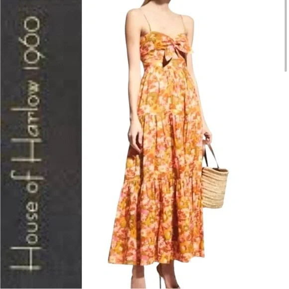 House Of Harlow 1960 Dresses | House Of Harlow 1960 Linen Keyhole Tiered Maxi Dress | Color: Orange/Pink | Size: L | Pm-20393975's Closet